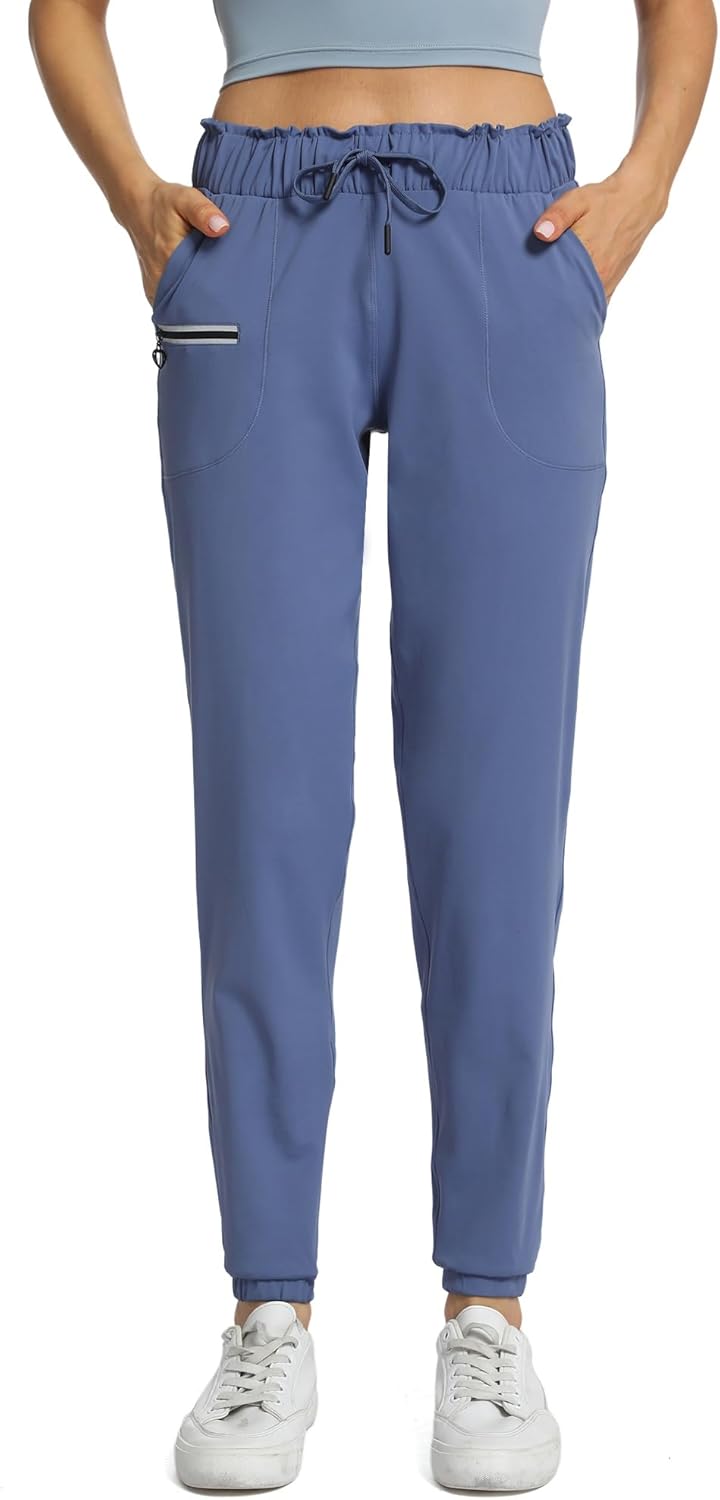 Haowind Joggers for Women with Pockets Elastic Waist Workout Sport Gym Pants Comfy Lounge Yoga Running Pants