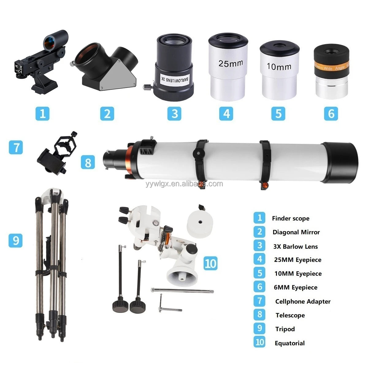 120900 2022 Hot Sale Outdoor Moon Sighting Zoom Telescope Portable Reflector Astronomical Telescope With EQ Mount