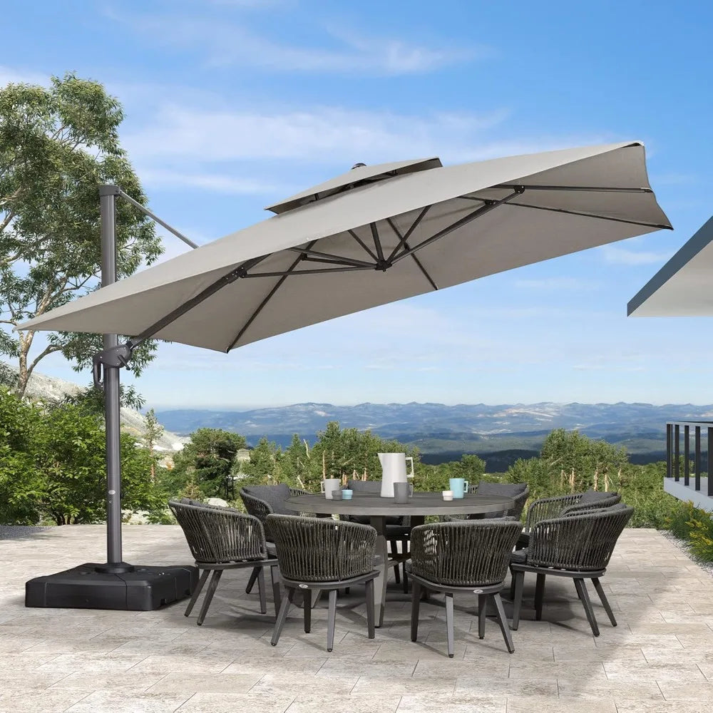 12 FT Cantilever Umbrella Outdoor Patio Umbrella, Large Offset Square Umbrella, Windproof Heavy Duty Hanging Outside